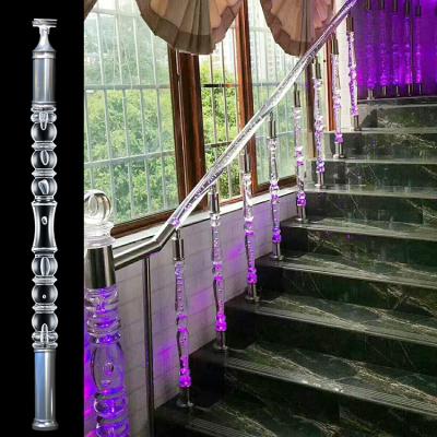 China Hot Sale Modern Custom Luxury Aluminum Balustrade Design Acrylic Pillars Crystal Acrylic Plastic Baluster for sale