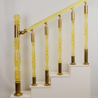 China Modern Clear Crystal Baluster Pillars Acrylic Plexiglass Balustrade 55mm Modern Stainless Steel for sale