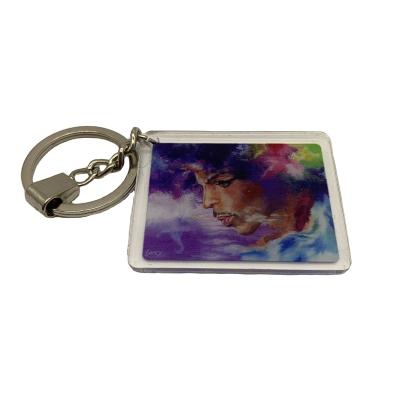 China Plastic Custom Square Acrylic Key Chain Double Size Shape Key Chain For Sale for sale