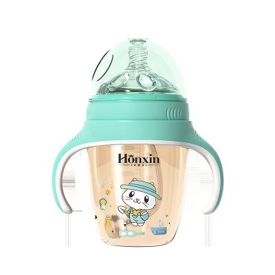 China 240ml BPA Free Handles Milk Bottle Silicone Plastic Easy Sterilization Baby Feeding Milk Bottle BPA Free for sale