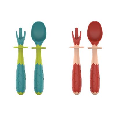 China Hot Selling Bendable Toddler Free Bendable Toddler Baby Training Spoon and Fork Kids Free Practice Tableware Set Wholesale for sale