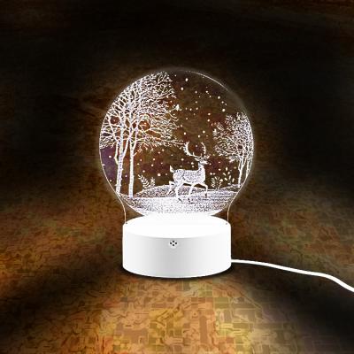 China 2021 New Arrival 3D Illusion Reindeer LED Lamp ABS Acrylic Desk Base Table Base Acrylic Christmas Lamp Night Light For Gift for sale