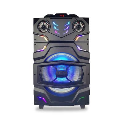 China No 12 Inch Outdoor Super Bass Wooden Wheels Audio BT Party DJ Wireless Speakers Mic for sale