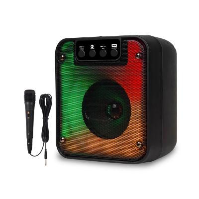 China LED Flashing Light OEM Woofer Audio Box BT 4 Inch Active Portable Flame Light Wireless Speaker for sale