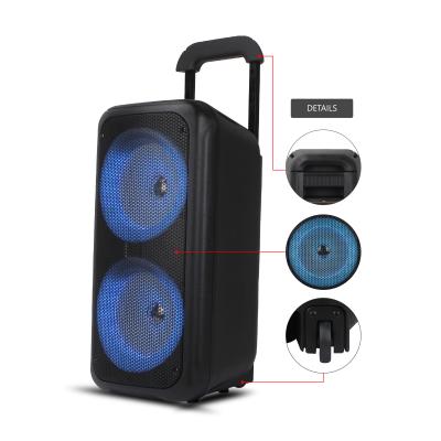 China No 8 Inch Cart Lights Dual BT Audio Active Party Wireless Outdoor Led Speaker for sale