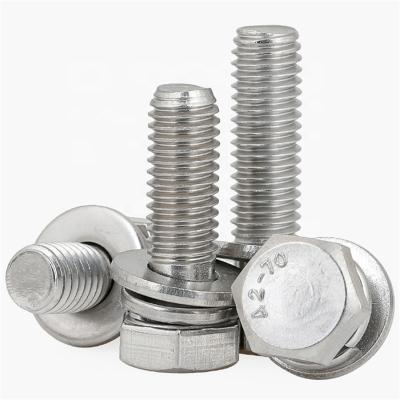 China China Supplier Supply High Quality HEX 304 Stainless Steel Screw Four Combination External Hex Screw With Packing Bolt for sale