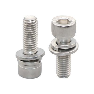 China HEX China Manufacturer 304 Stainless Steel Cylinder Head Hex Socket Three Combination Screw Cup Head With Pad Bolt for sale