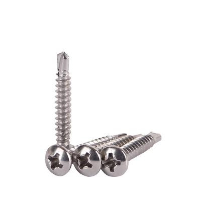 China Wholesale Round Head Stainless Steel Self Drilling Pan Head Cross Drilling Tail Tail Coarse Thread Screw for sale