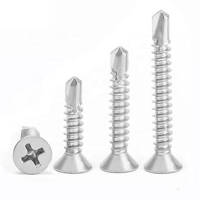 China Top Quality Hot Sale Pan Manufacturer Stainless Steel Flat Head Hex Drill Tails Self Tapping Screws for sale