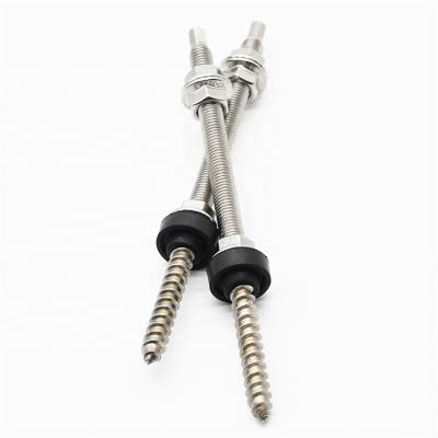 China Manufacturer High Quality Stainless Steel 304 Stainless Steel Double Roof Hanger Bolt Solar Thread Quick Screws For Solar Mounting System for sale