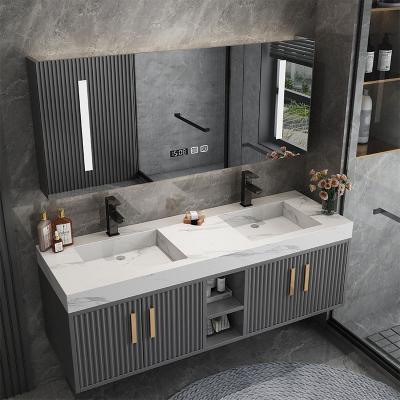 China Waterproof Modern Furniture Bathroom Vanity Set Bathroom Cabinet Units With LED Mirror for sale