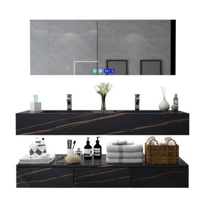 China Eco - Friendly Modern Rock E1 Surface Marble Led Mirror Bathroom Vanity Cabinet for sale