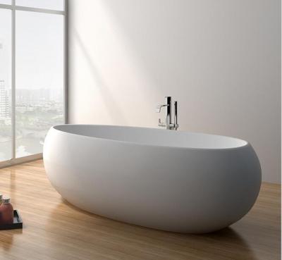 China Modern Pure White Cheap Solid Outdoor Oval Freestanding Bathtub Easy Clean for sale