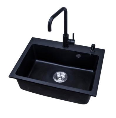 China With wholesale black quartz single bowl factory price faucet cutom stone kitchen sinks for sale