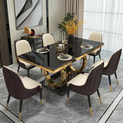 China Adjustable (Height) Customized Fashion New Marble Home Dining Table Set 4 Or 6 Desk Upscale Home Dinner Table for sale