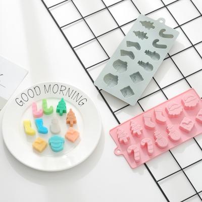 China 2022 Sustainable Christmas Silicone Molds Chocolate Candy Ice Cube Trays Tree Santa Head Snowman Cake Molds for sale