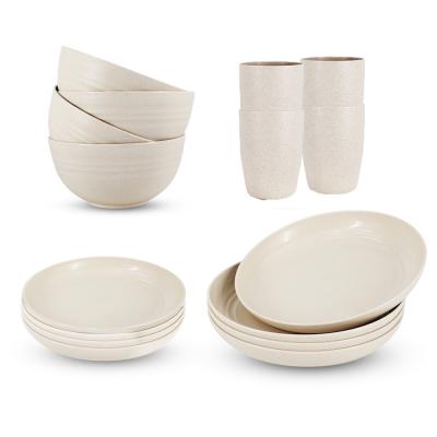 China Sustainable OEM Color Hot Sale Amazon Wheat Straw Bowls Cups Plates Dinnerware Sets Eco - Friendly for sale