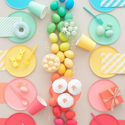 China Party Accessories DAMAI Factory Kid's Birthday Party Dish Custom Colorful Cute Cup Simply Colored Disposable Party Tableware for sale