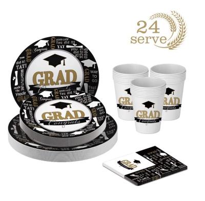 China Party Decoration Graduation Season Theme Tableware Set Paper Plate Set Party Supplies for sale