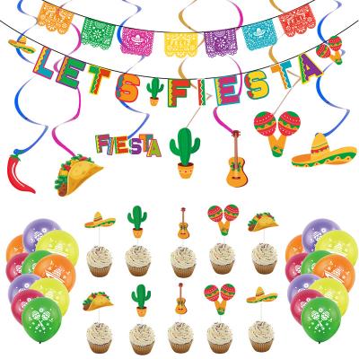 China Mexican DAMAI Custom Paper Tableware Party Decoration Supplier 8 Serving Dish Cup Disposable Mexican Cinco De Mayo Party Decoration Set for sale