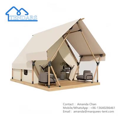 China Luxury Camping Hotel Tent Resort House Hotel With Bathroom Canvas Safari Tent for sale