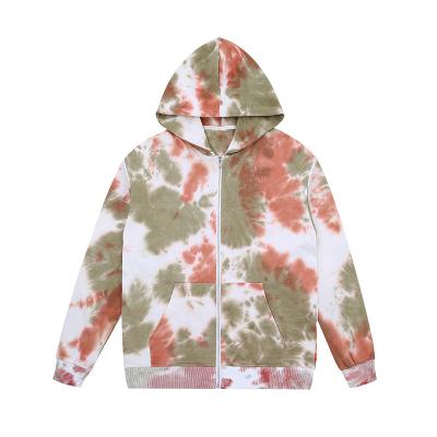 China Custom Zipper Anti-Shrink Tie Dye Hoodie 80 Soft Cotton 20 Polyester Hoodies for sale