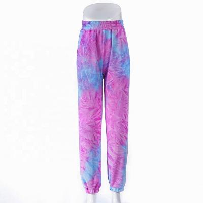 China Anti-Static Tie And Dye High Quality Hip Hop Sweatpants Girls Loose Pants for sale