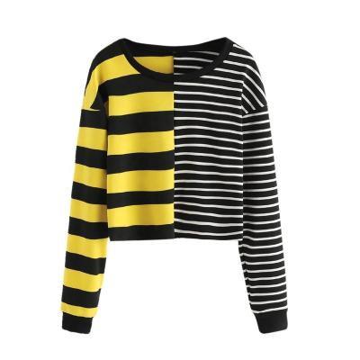 China Custom Stripe Long Sleeve Anti-Shrink Crewneck Womens Sweatshirt For Women for sale