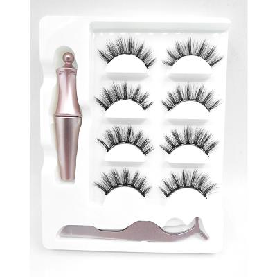 China Long New Season Natural 4 Pairs False Eyelashes Mink Magnetic Eyelash N33 Invisible Magnet for sale