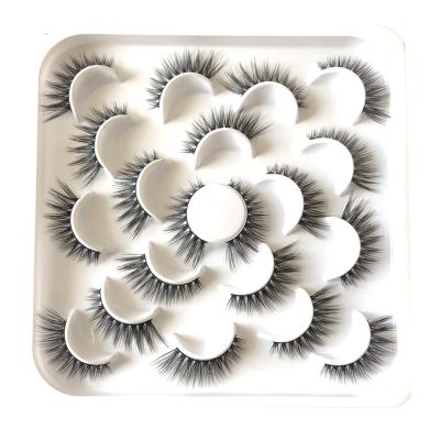 China Lotus Natural Long Disc 10 Pairs Dense Natural Realistic Artificial Eyelashes Three-dimensional Multi-Layer Lashes Artificial Eyelashes for sale