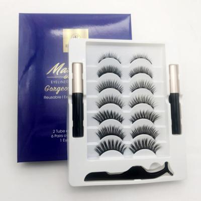 China Natural Long Double Bottle Magnetic Eyeliner Solution Set Deeply Mixed Natural Seven Pairs False Eyelashes for sale