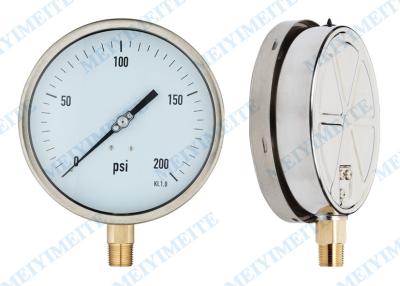 China 6 Inch brass movement liquid pressure gauge , 304 Stainless steel Pressure Gauge for sale