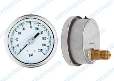 China Stainless steel 100mm back pressure gauge liquid filled sealing type with tube for sale