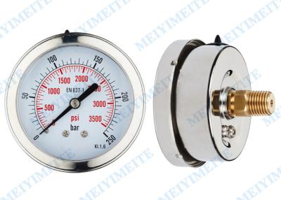 China Movement Liquid pressure gauge 63mm back with bayonet bezek and brass internals for sale