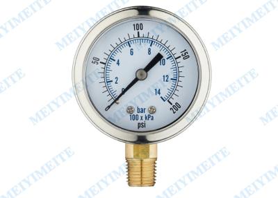 China 2.5 Inch Liquid Pressure Gauge / Glycerin pressure gauge with bayonet bezel for sale