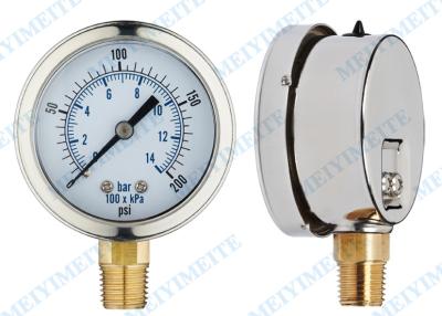 China 2.5 Inch phosphor bronze tube fluid filled pressure gauge with brass connector for sale