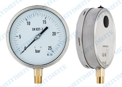 China 6 Inch hydraulic pressure gauge ss shrink bayonet ring brass connector for sale