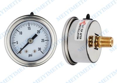 China Fillable 1.5 Inch back stainless Pressure Gauge hydraulic with roll ring bezel for sale