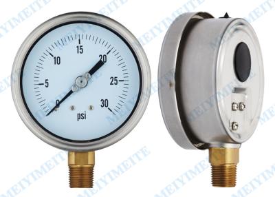 China 100mm Bottom liquid pressure gauge with brass connector , 304 SS Pressure Gauge for sale