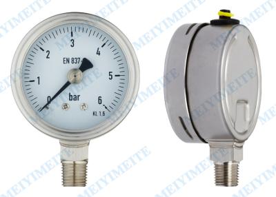 China Indicador de presión a prueba de choques de la soldadura con caja y el tubo del acero inferior e inoxidable de 63m m en venta