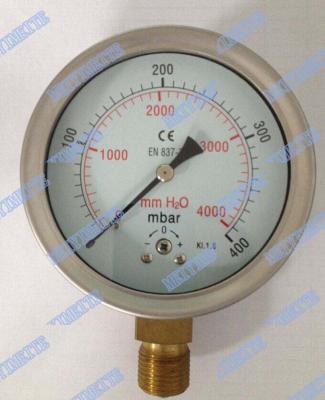 China indicador de presión inferior de la cápsula de 100m m con el lacre de cobre amarillo del diafragma - 16mpa - 0 - 600mpa en venta