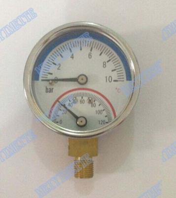 China 2-Zoll-unteres Temperaturmanometer mit dem 1/4-Zoll-Verbindungsstück, Messing-internals zu verkaufen