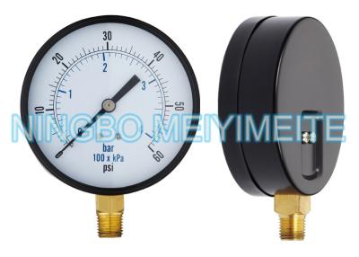 China Stahl-/Messingmanometer mit Schrauben in der Einfassung 100mm 1/4 Zoll-Verbindungsstück zu verkaufen