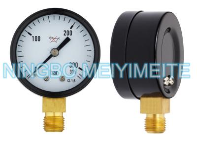 China Calibre de pressão dos instrumentos do oxigênio/manômetro gerais inferiores de aço pretos à venda