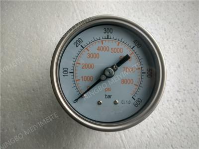 China 4 Inch 100mm All Stainless Steel Liquid Pressure Gauge with Shrink Bezel for sale