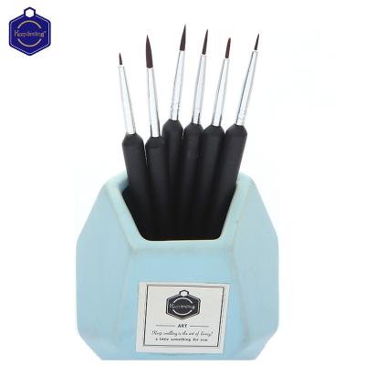 China 6 Stroke Watercolor Oil Brush Nylon Black Wood Brush Pointed Hand Painted Common Brush Wholesale for sale