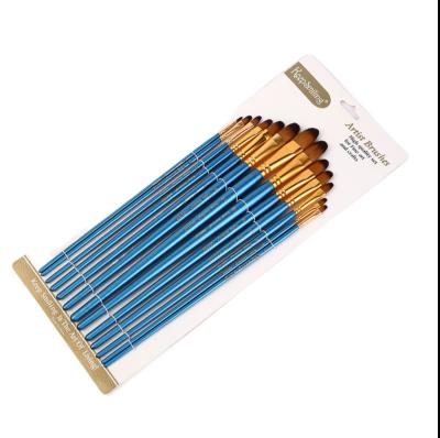 China Round Shape Nail Set Long Pearl Pen Set Dye Nylon Blue Nylon Acrylic Oil Painting Brush Paint Brush Art Supplies Wholesale for sale