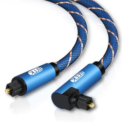 China Car 90 Degree Toslink 5.1 Degree Digital Fiber Optic Cable Noise SPDIF Optical Audio Cable Short With Braided Jacket for sale