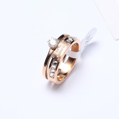 China Personality casual/sporty new titanium steel ring with diamonds without erasing color atmosphere ring jewelry elegant women women for sale