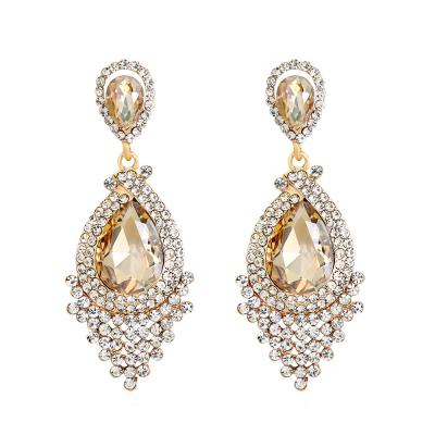 China 2021 CLASSIC Vintage Earrings For Women Tassel Rhinestone Drop Earring Statement Earring Metal Earring Fashion Jewelry Trend for sale